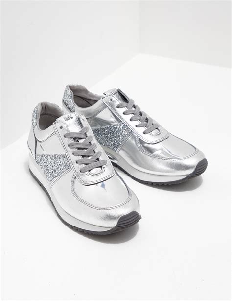 silver michael kors shoes|michael kors silver designer sneakers.